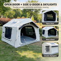 Tente de glamping gonflable d'extérieur robuste 3x2,65m en PVC, blanc glace, anti-UV, hauteur 2,1m, coupe-vent, pour le camping