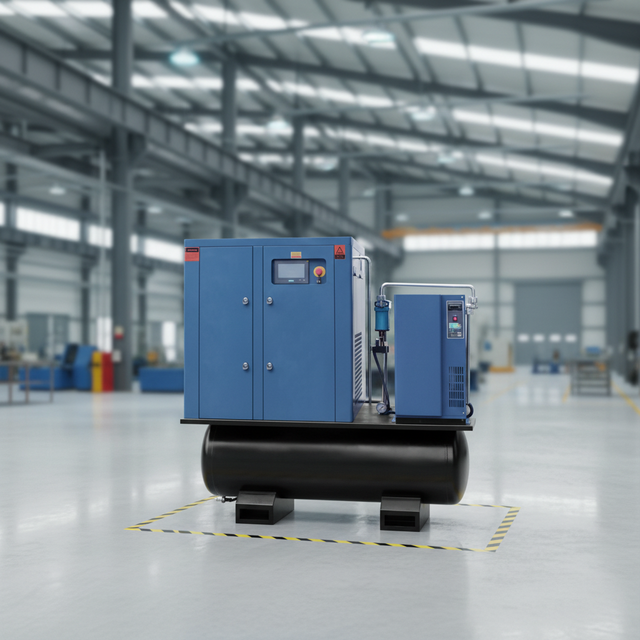 Low Noise Compressor De Ar 7.5kw 10hp 4 in 1 General Slient Industrial Rotary Screw Air Compressor 15HP 20HP 30HP