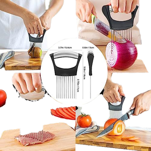 Aguja de cebolla de acero inoxidable duradera, mango cómodo, herramienta de corte de cocina, operación Manual, asistente de rebanada de alimentos - Product Image 6