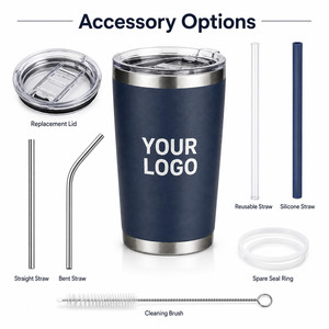 Custom Logo 20oz Stainless Steel Vacuum Tumbler Slim Travel Mug Reusable Coffee Cup with Straw for <b>Hot</b> and Cold Beverages - Product Image 5