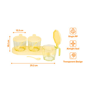 Kit de 4 pots à épices hermétiques en plastique PP avec cuillère, compatibles lave-vaisselle, rangement manuel pour herbes et épices - Product Image 5