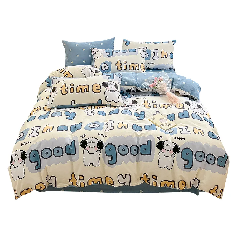 Bán Buôn Khách Sạn Đám Cưới 100% Bông Sang Trọng Hiện Đại Hoa Nhà Máy In Duvet Bed Cover Tấm 4Pcs Bộ Đồ Giường Trẻ Em Ga Trải Giường Bộ