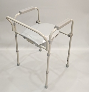 Silla plegable de acero para mesita de noche, inodoro portátil, compatible con personas que pesan hasta 350 libras - Product Image 4