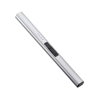 Briquet électronique USB classique en métal avec verrou de sécurité et long arc, idéal pour les fêtes et l'utilisation avec des cigarettes
