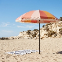 Parasol de plage pliant vintage bohème personnalisé en polyester de 200 cm avec franges et pompons pour le sable – Vente en gros directe usine