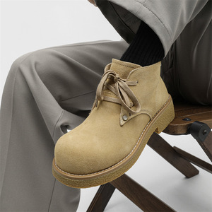 Stylish Men Casual Work Boots 2026 New Suede Leather Round Toe Thick Sole <b>Height</b> <b>Increasing</b> Outdoor <b>Shoes</b> - Product Image 1