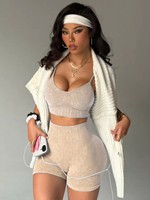 Ensemble de yoga uni, respirant et à séchage rapide, avec short de sport taille haute effet push-up et vêtements d'entraînement à logo avant