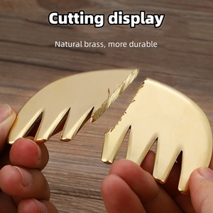 Alat Pijat Guasha Tembaga Logam Kuningan Sisir Guasha Rambut Akupunktur Alat Pijat Titik Kulit Kepala Sisir Pijat untuk Kepala - Product Image 3