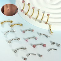 Anneau de nombril en acier inoxydable 14G avec piercing de nombril en zircon de 8/10mm pour mariage ou cadeau, 1 pièce
