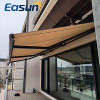 Pérgola Retráctil para Exteriores, Motorizada, de Aluminio, con LED, para Balcón, Material de PVC, Plegable