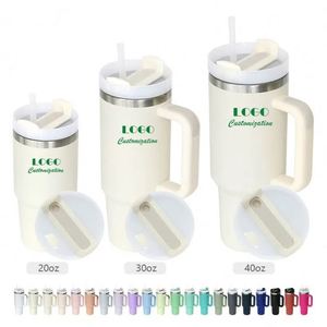 Gobelet isotherme personnalisé en acier inoxydable de 40 oz, tasse de voyage en métal, tasse à café Temos de 20 oz, 30 oz, 40 oz avec poignée et logo - Product Image 1