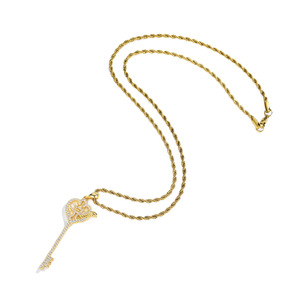 Ayumi Hamasaki Inspired AYU Logo Key Necklace Full Diamond Design Unisex Hip Hop Style Trendy Jewelry - Product Image 5