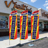 Drapeaux à plumes personnalisés promotionnels imprimés 4,5 m 100 % polyester résistants au vent pour atelier automobile, publicité de plage, bannière volante, vente en gros