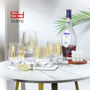 SUNYO HGCH Juego de 4 Copas de Vino sin Tallo con Puntos Dorados, Copas Grandes para Beber, Ideales para Bodas, Fiestas y el Hogar - Product Image 3
