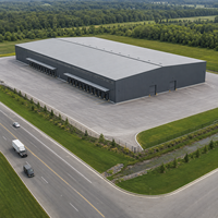 Entrepôt à grande portée en structure métallique, isolé thermiquement, résistant au vent, kits de construction préfabriqués pour ateliers métalliques et entrepôts