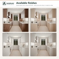 Meuble de cuisine de luxe avec portes en stratifié, aménagement moderne en îlot central, dimensions personnalisées, boîtes en panneaux de particules et rangement coulissant