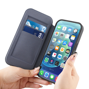 Funda tipo cartera con textura de rejilla, doble ranura para tarjetas, de cuero PU, a prueba de golpes, para teléfono inteligente. - Product Image 1