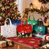 Sac fourre-tout promotionnel personnalisé en non-tissé laminé thermosoudé, avec soufflet extensible, idéal pour les fêtes et le shopping de Noël – Nouvelle collection tendance