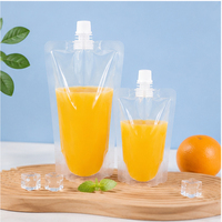 Sachets d'emballage liquide transparents en plastique à fond plat, sachets transparents à bec verseur de qualité alimentaire, adaptés aux jus, au lait et aux sauces