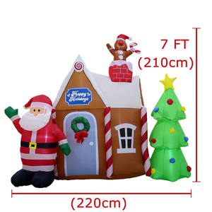 Decoración Navideña Inflable de 2.1 Metros, <span class=keywords><strong>Castillo</strong></span> de Papá Noel, <span class=keywords><strong>Hombre</strong></span> de Jengibre, Árbol de Navidad, Modelo Inflable para Exteriores, Adorno para Jardín - Product Image 6