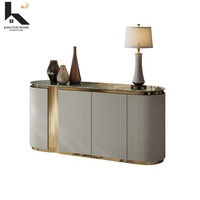 Buffet de luxe en acier inoxydable et bois, meuble de rangement moderne haut de gamme, directement de l'usine