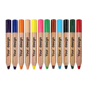 OEM คุณภาพสูงไม้จัมโบ้ดินสอสี,Woody ขี้ผึ้งดินสอสีจัมโบ้ดินสอสี