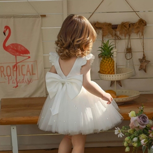 Robe de mariée pour petite fille de 4 <span class=keywords><strong>à</strong></span> 8 ans, <span class=keywords><strong>jupe</strong></span> en tulle, pour fête d'anniversaire, spectacle, demoiselle d'honneur, ou cérémonie de mariage - Product Image 4