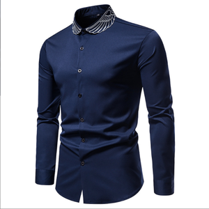 เสื้อเชิ้ตผู้ชายไซส์ใหญ่ XL ขายส่ง ปักลายตามสั่ง กระดุมแบบสั่งทำ ผ้าทอ แขนยาว สไตล์ลำลอง ผ้าแฟลนเนล ผ้าซาติน ลายพิมพ์ - Product Image 4