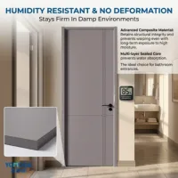 Puerta Moderna de Madera Sólida con Acabado Impermeable en Polvo, Tamaños y Colores Personalizables para Uso Interior en Hoteles, Hogares y Baños
