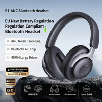 ANC untuk Headphone Bluetooth 6.0 dengan Baterai Lepas Pasang dan Earmuff Protein Ergonomis untuk Panggilan Kantor dan Studio