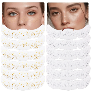 Bán Buôn Biểu Tượng Tùy Chỉnh Lấp Lánh Vàng Sáng Bóng Tàn Nhang Hình Xăm Dán Khuôn Mặt Tạm Thời Trang Điểm Giấy Thiết Kế - Product Image 3