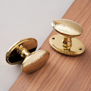 Hand-Finished Hammered <strong>Gold</strong> Oval <strong>Door</strong> <strong>Knob</strong> - Artisan Textured Solid Brass Handle for Custom Residential Design - Product Image 3