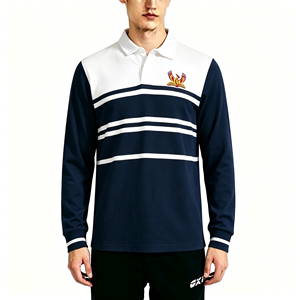 Custom 350gsm Heavy Weight Cotton Striped Knitted Rugby Jersey Yarn Dyed Year12 Australian School <strong>Leaver</strong> Graduation Rugby <strong>Shirt</strong> - Product Image 1