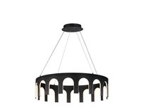 Lustre rond moderne noir Cano Lighting avec découpes en forme d'arche, luminaire suspendu pour salle à manger, îlot de cuisine