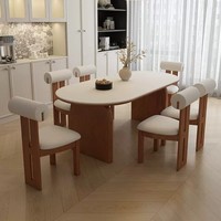 Nouvelle conception, vente en gros d'usine, table à manger en pierre pour la maison, l'hôtel et la villa, ensemble de table ovale simple de style mi-siècle