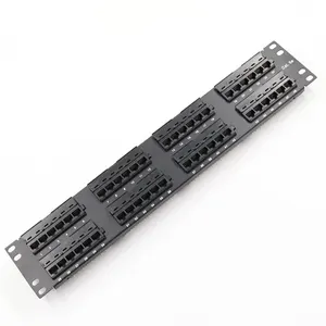 UTP 48 Port Cat5e Copper Patch Panel 2U Wall Mount with Double Use End Support Holes for 22AWG/23AWG/24AWG Cable Telecom Parts