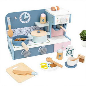 원목 미니 주방 세트 어린이 모의 애프터눈 티 & 커피 메이커 DIY 역할놀이 스토브 유아 선물 - Product Image 2