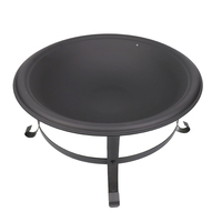 Brazier rond en acier avec écran anti-étincelles en maille, grille de cuisson et pioche pour terrasse extérieure