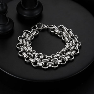 Bracelets à maillons épais pour hommes de styles variés : cubains, byzantins, en forme de blé et plus encore |   Style Hip Hop Punk, imperméable et antirouille - Product Image 6