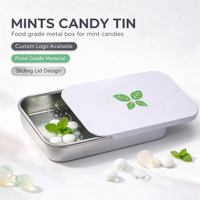 Boîte en métal rectangulaire personnalisée 70x42x15mm avec couvercle coulissant, étui en fer à ouverture par poussée pour emballage de baume à la menthe, de parfum solide