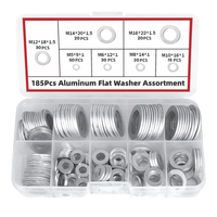 185PCS Aluminum Flat Washer Assortment Kit Aluminum Alloy Washers Set with Plastic Organizer Box Wholesale