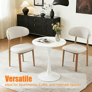 <b>White</b> <b>Round</b> <b>Dining</b> <b>Table</b> Modern MDF Top Iron Base Mid Century Design Indoor Outdoor Use - Product Image 4