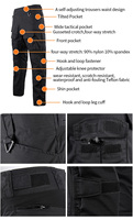 Ensemble veste et pantalon tactique respirant pour l'entraînement en plein air, la chasse, la pêche - Noir coupe-vent Rip-Stop