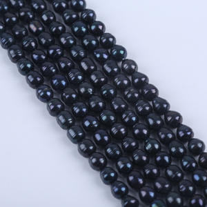 Prix spécial Zhuji, perles d'eau douce noires teintes en forme de riz de 8-9 mm, perles en vrac, source de fabrication de bijoux DIY - Product Image 3