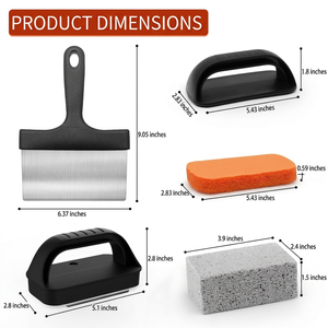 Kit de nettoyage de plaque de cuisson 15 pièces avec grattoir en acier inoxydable, briques de nettoyage pour grill, tampons à récurer, accessoires de nettoyage pour plaque de cuisson - Product Image 3