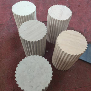 SH STONE Nuevo diseño Piedra Muebles para el hogar Decoración Pedestal Base Redondo Natural Travertino Mármol Zócalo Cilindro - Product Image 2