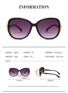 Nouvelles Lunettes de Soleil MINGAO 8842 Unisexe de Luxe à Monture Large en PC UV400, Style Mode, pour Extérieur, Street <span class=keywords><strong>Photo</strong></span>, Personnalisées, Monture Complète - Product Image 6