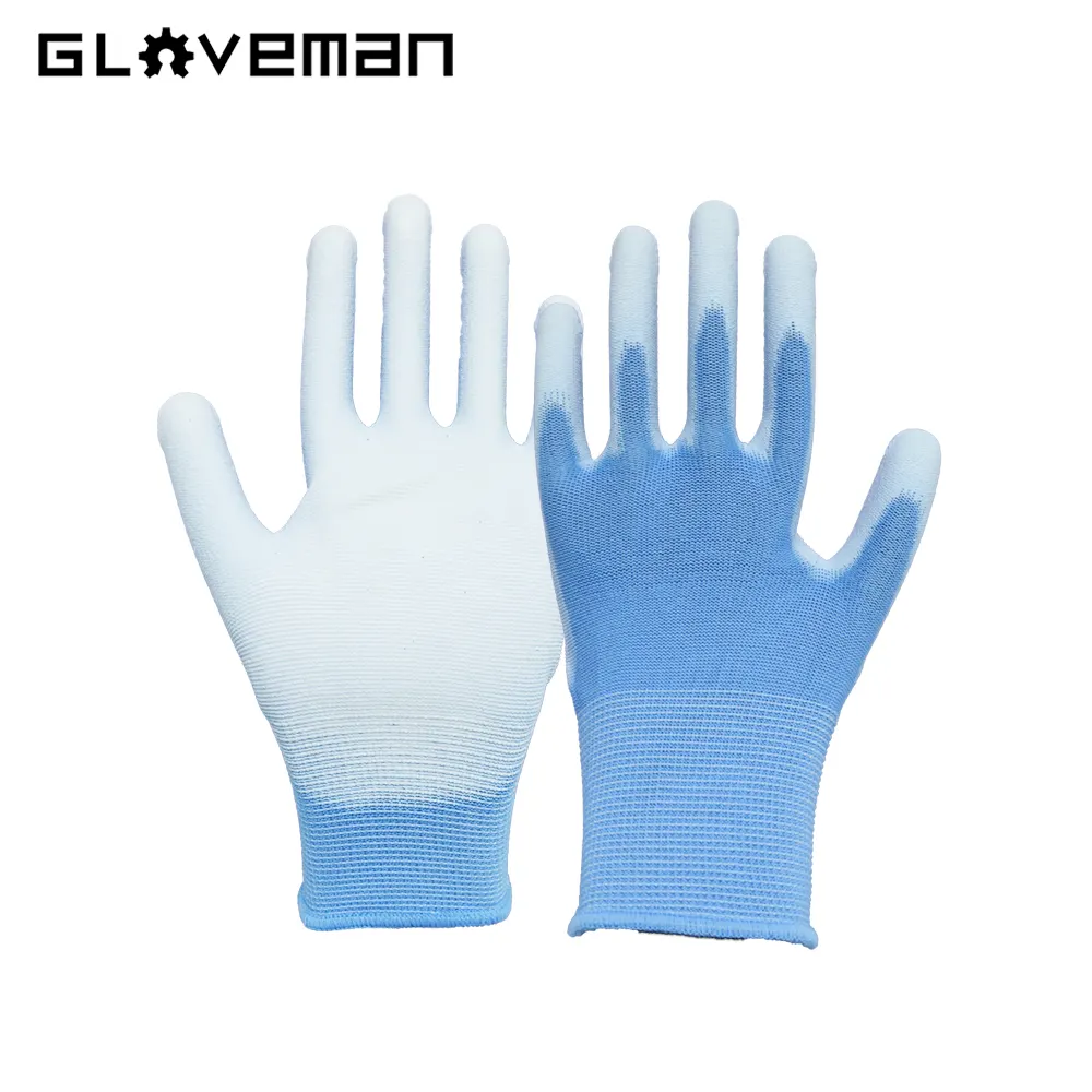 GLOVE MAN Custom Rigger 13 Gauge Anti-Rutsch-Gartenhof Bau Arbeits sicherheits arbeit PU Beschichtete gestrickte Tauch handschuhe