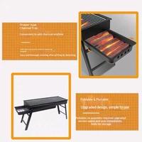 Barbecue portable pliable grand format Haojingyi CH048 en fer galvanisé avec revêtement antiadhésif pour le camping, la maison, le jardin, les barbecues en plein air