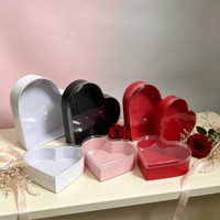 Couvercle en PVC en forme de cœur, couvercle transparent, ensemble de 3 boîtes, boîte cadeau pour fleurs, boîte souvenir, boîte d'anniversaire, boîte à bonbons
